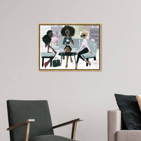 Oliver Gal Drinks and Spirits Wall Art Framed Canvas Prints 'Cocktail O'Clock' Cocktails - Pink, Gray
