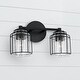 preview thumbnail 3 of 6, Harmon Matte Black Bath/ Vanity Fixture w/ Clear Seeded Glass & Metal Cage