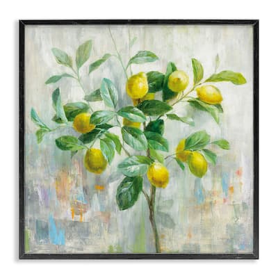 Stupell Abstract Lemon Tree Branch Fruit Multicolor Painting Framed Wall Art