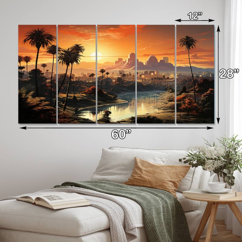 Designart "Los Angeles City Of Angels III" Los Angeles Multipanel Wall Decor set