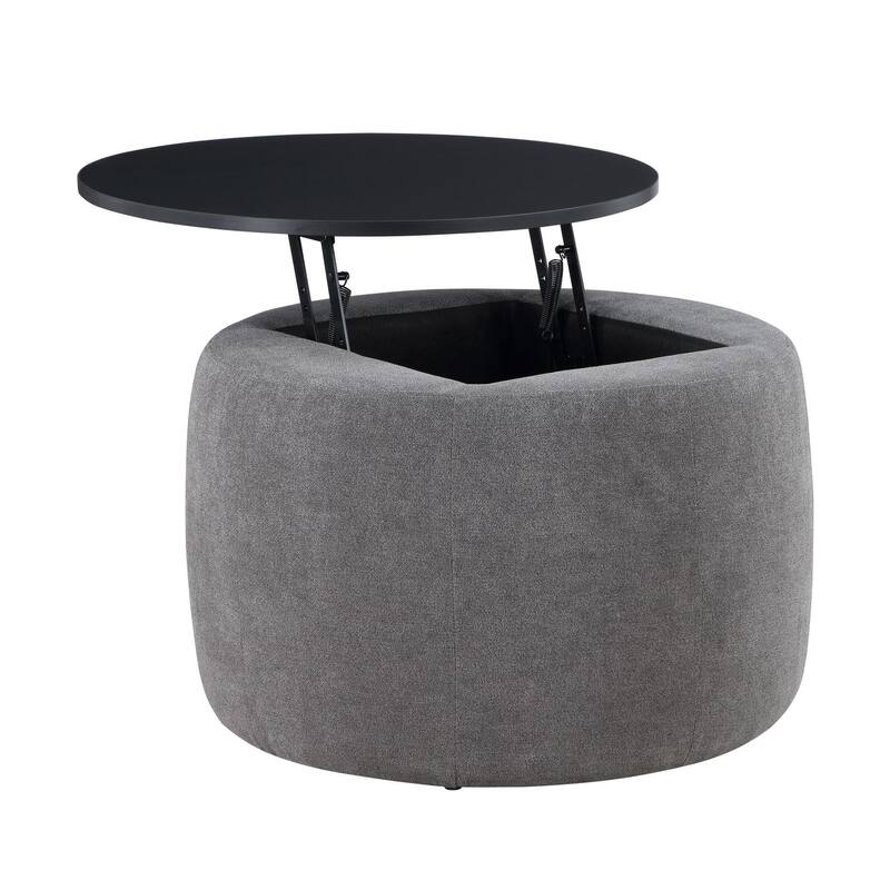 Reeves Grey Lift Top Storage Ottoman