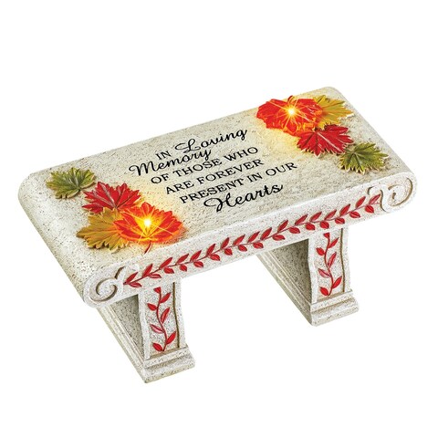 Solar Powered & Hand-Painted In Loving Memory Memorial Bench - 12 x 6 x 5.37