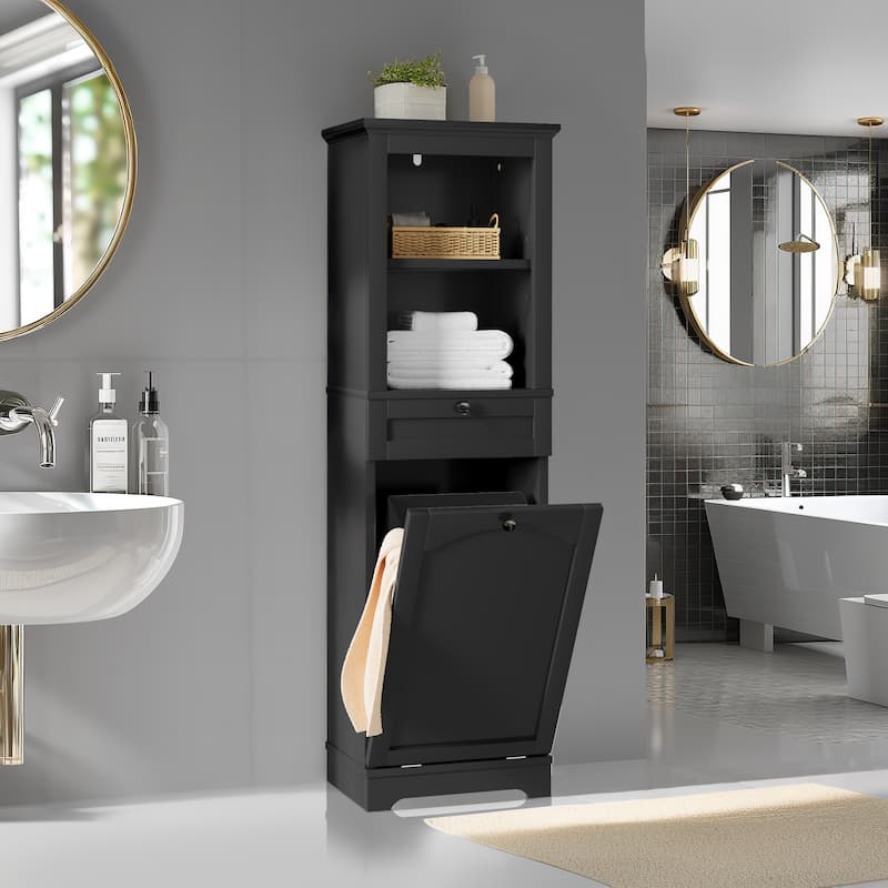 Moasis 53" Tall Tilt Out Laundry Hamper Bathroom Storage Cabinet