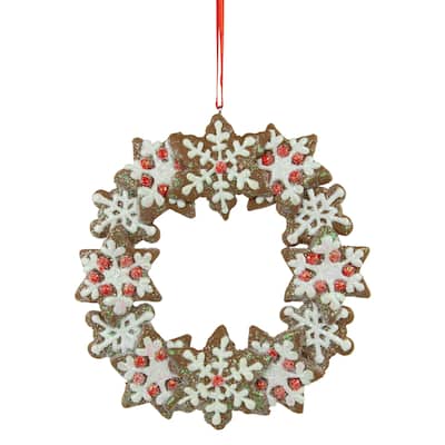4.5" Gingerbread Snowflake Wreath Christmas Ornament