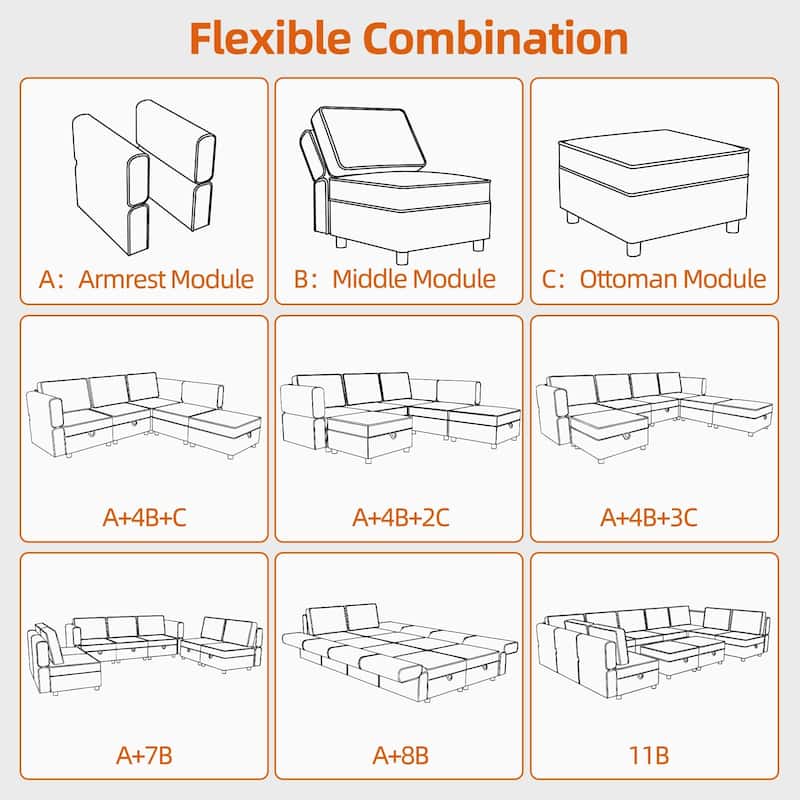 113.4" ChenillChenille Single Seatere Reversible Sectional Sofa