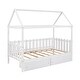 preview thumbnail 7 of 7, Twin Size Modern Solid House Bed with Fence-shaped Guardrail and 2-Drawers