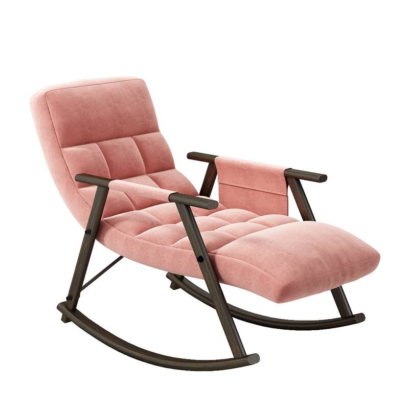 Folding Rocking Upholstered Chair with Adjustable Back and Footrest