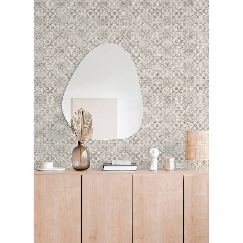 A-Street Prints Khauta Silver Floral Geometric Wallpaper