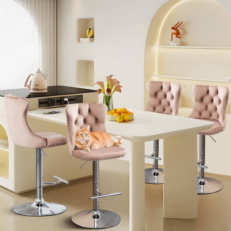 Swivel Foam Barstools Adjusatble Seat Set of 2