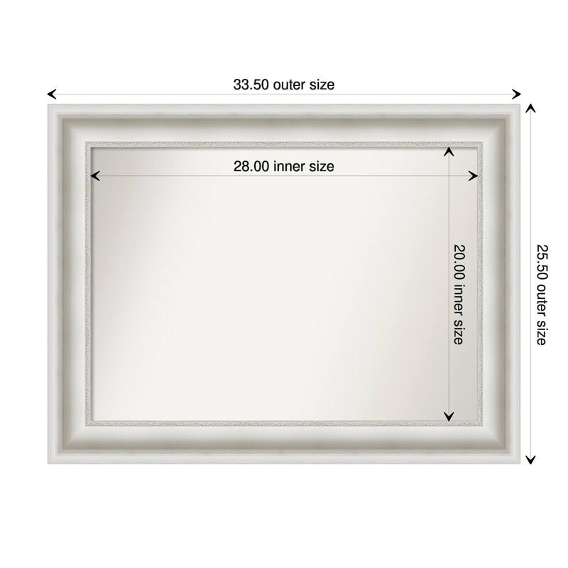 Parlor White Framed Non-Beveled Custom Wall Mirror, Bathroom Vanity Mirror - Outer Size: 33.5 x 25.5