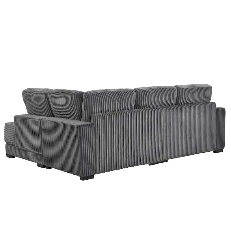 93" Sectional Sofa, L-Shaped with Reversible Chaise Lounge, Upholstered in Soft Corduroy