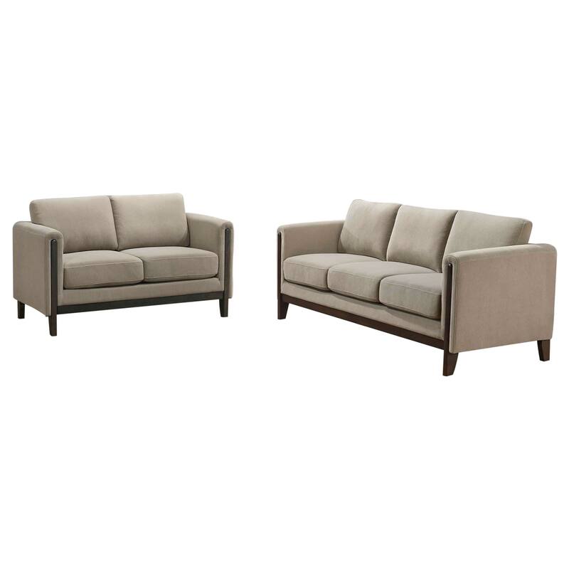 Islington Upholstered Panel Arm Sofa Set Taupe - N/A - 2 Piece