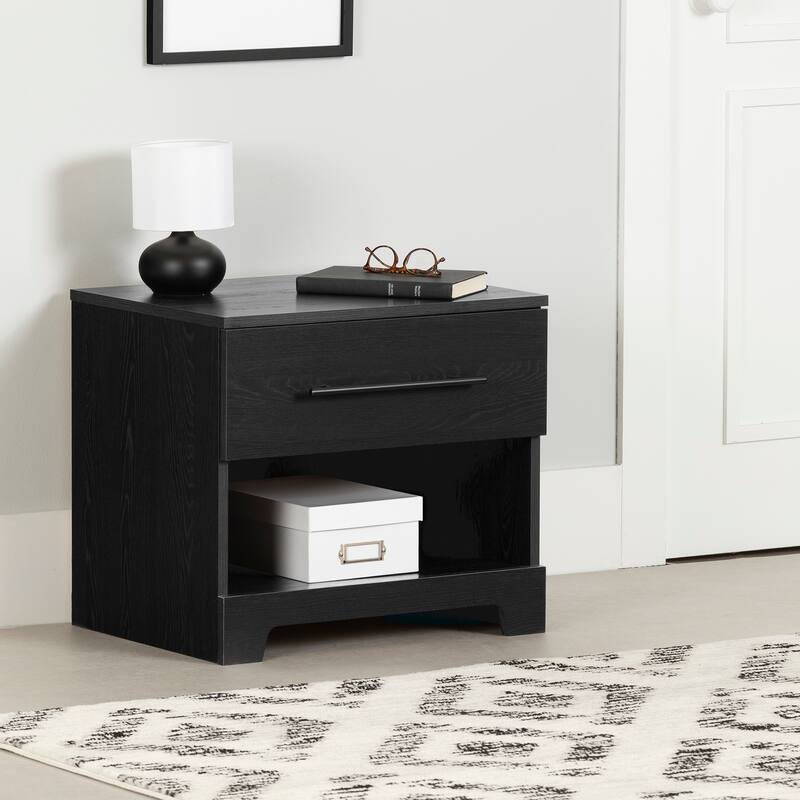 South Shore Primo 1-Drawer Nightstand - Black Oak