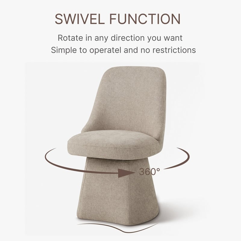 Anna Upholstered Swivel Armless Dining Chair for Kitchen Living Room