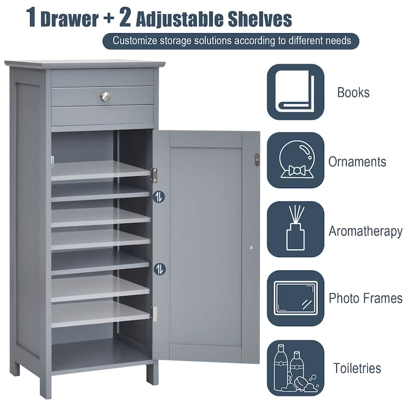 Costway Bathroom Floor Cabinet Storage Organizer Free-Standing with
