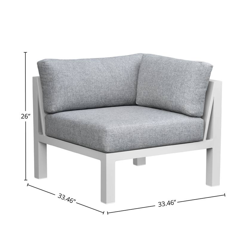 Nash Outdoor Aluminum Corner Chair with Cushions, Buff