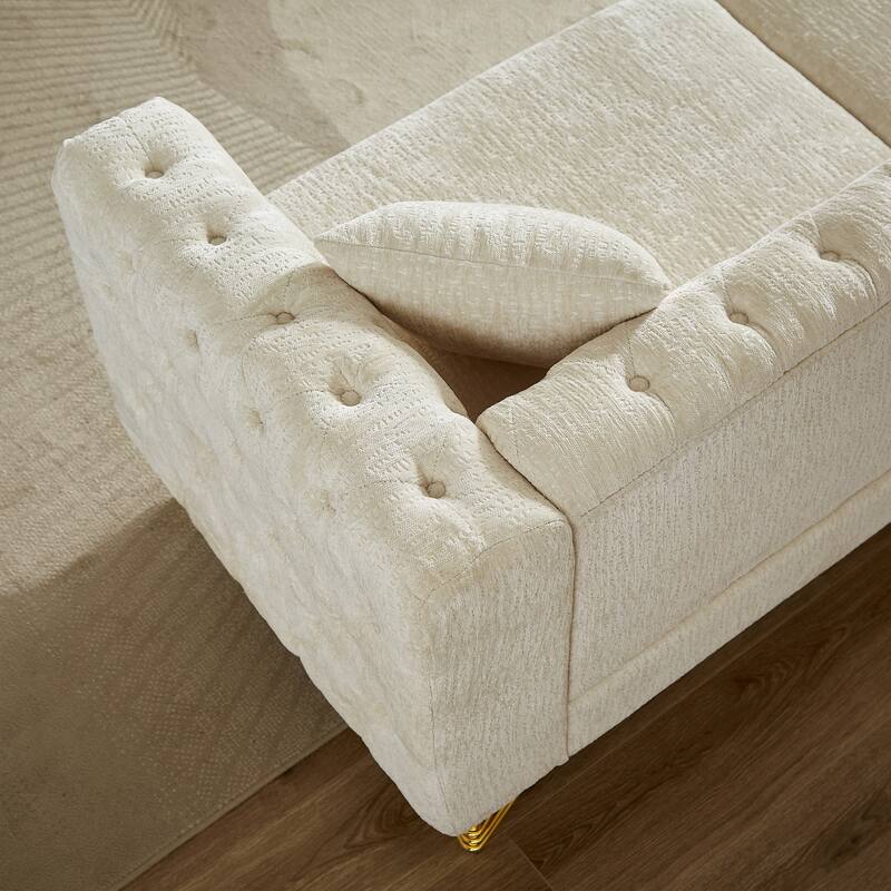 Elegant Chesterfield Sofa with Nailhead Trim & Metal Legs - 6-Seat Couch