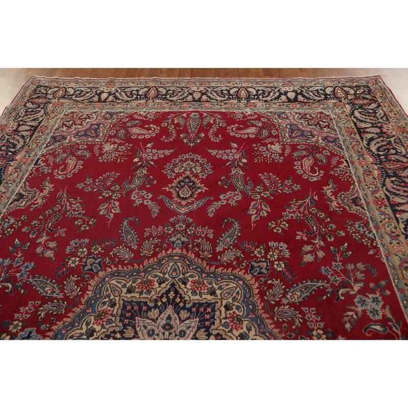 Vegetable Dye Yazd Persian Antique Area Rug Handmade Wool Carpet - 7'10"x 11'10"