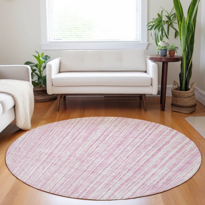 Premium Washable Super Soft Striped Mayfield Rug - Pink - 8' x 8'