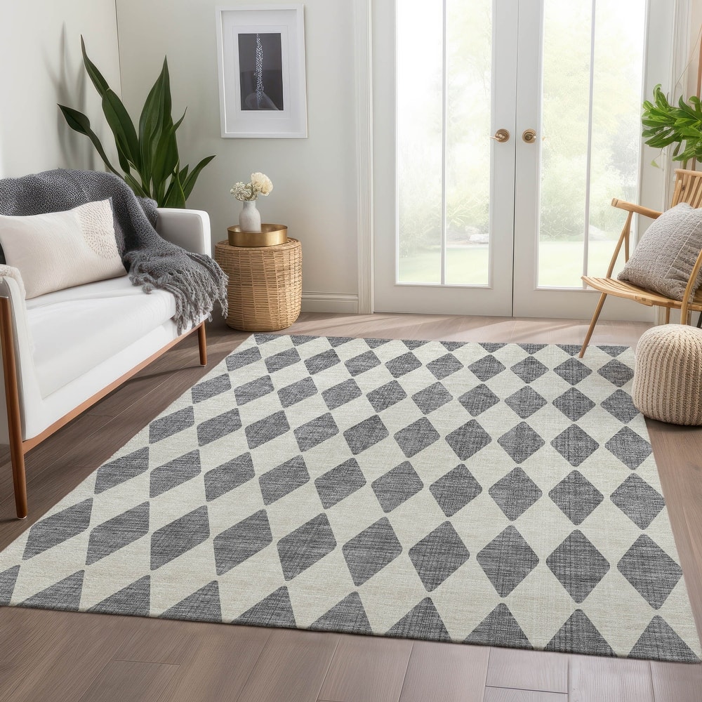 Machine Washable Indoor/ Outdoor Chantille Argyle Rug