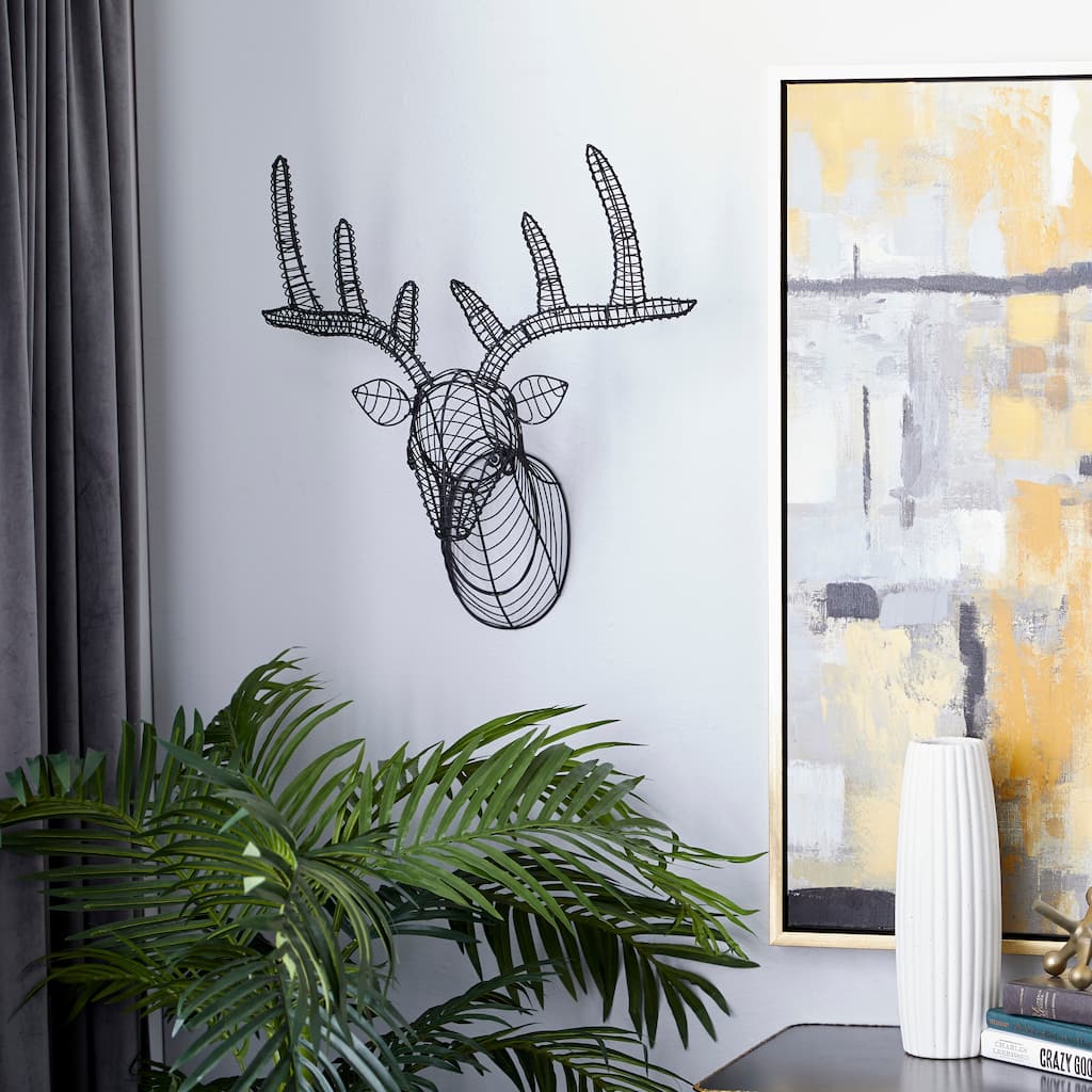 Black Metal Head Deer Home Wall Decor
