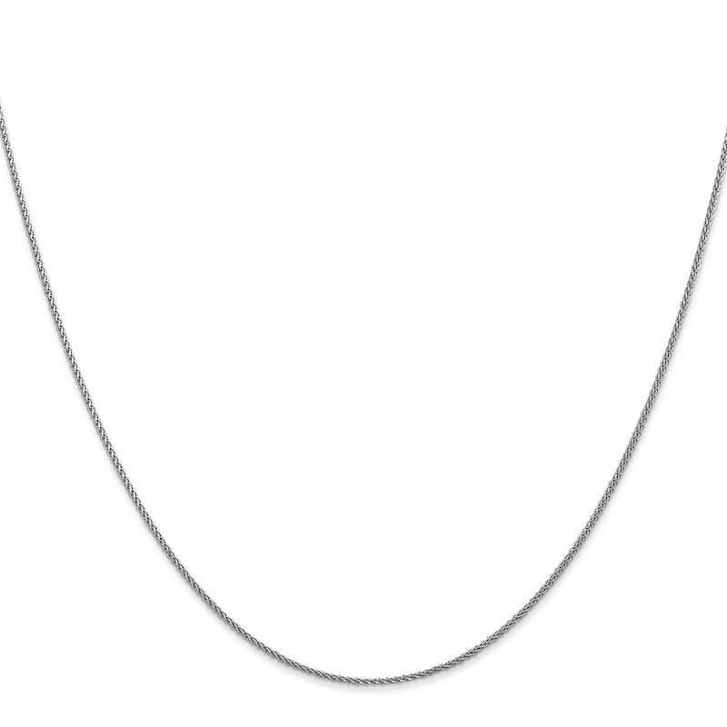 Curata 10k White Gold Solid 1mm Diamond-Cut Wheat Chain Necklace Options: 16 18 20 24