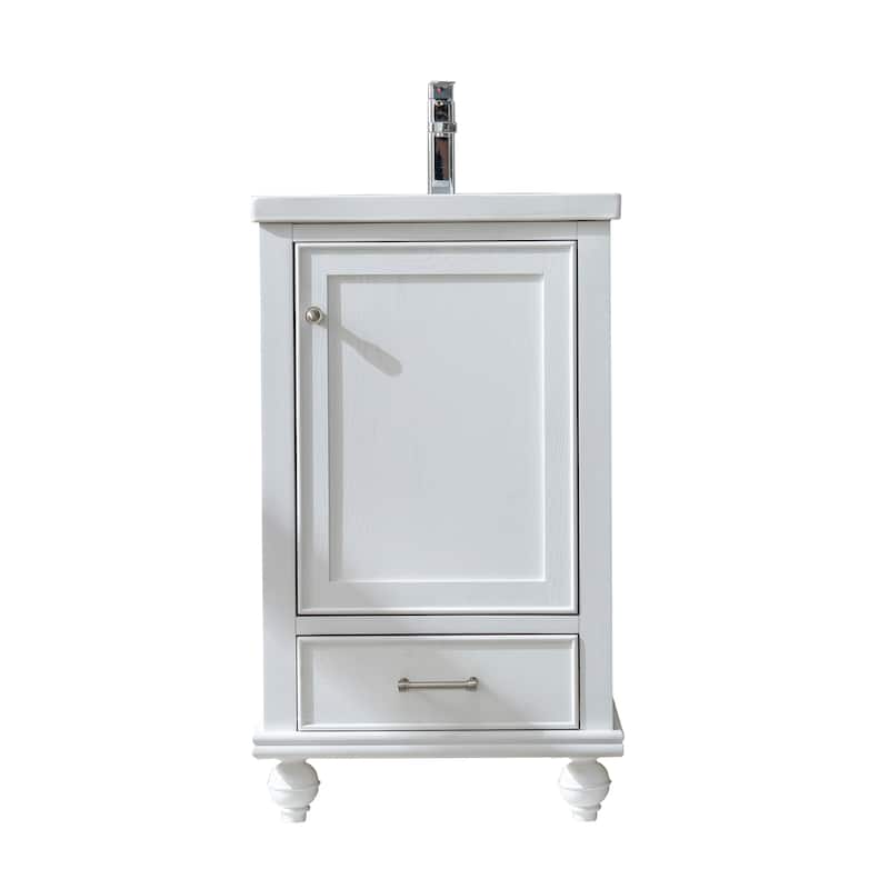 Sudio Design Bathroom Vanity Melissa Collection - 20" Single Sink - Grain White with Ceramic Top