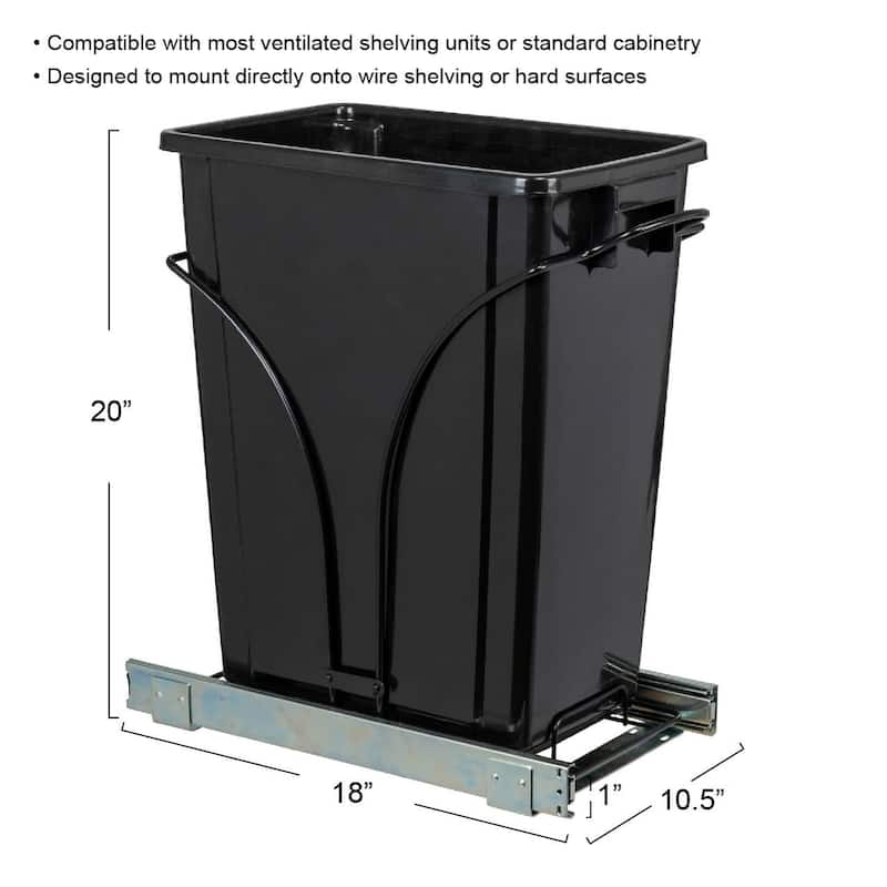 Household Essentials Chrome-Plated Steel Pull-Out/Slide-Out Single Trash Can
