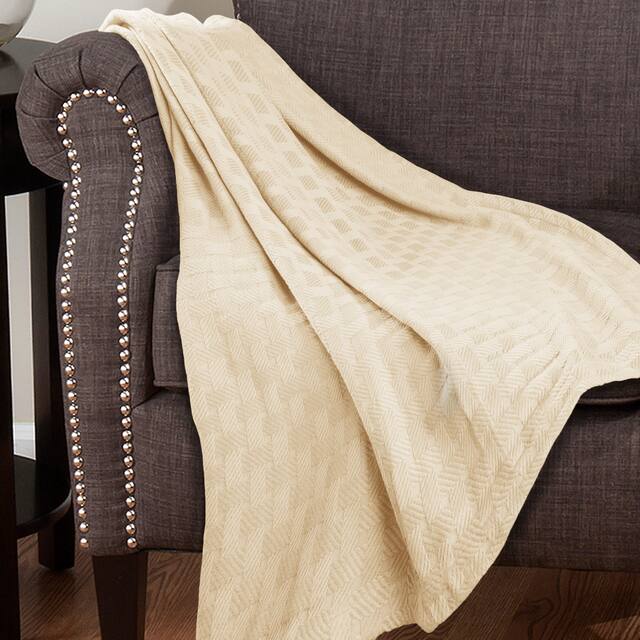 Basketweave All-Season Bedding Cotton Blanket by Superior