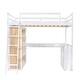 preview thumbnail 7 of 10, Full Size Wood Loft Bed with Shelves and Desk, White
