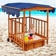 preview thumbnail 3 of 9, Costway Wooden Retractable Sandbox with Cover & Built-in Wheels Kids