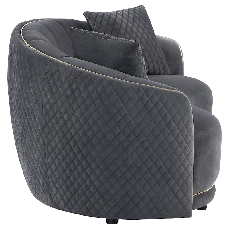 Brookside 2-Piece Velvet Upholstered Sofa Set Dark Grey