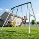 preview thumbnail 1 of 7, KloKick 7.5ft Heavy Duty Swing Set, 500lbs Capacity Outdoor Metal Swing Set for Kids & Adults with Spider Swing and Belt Swing