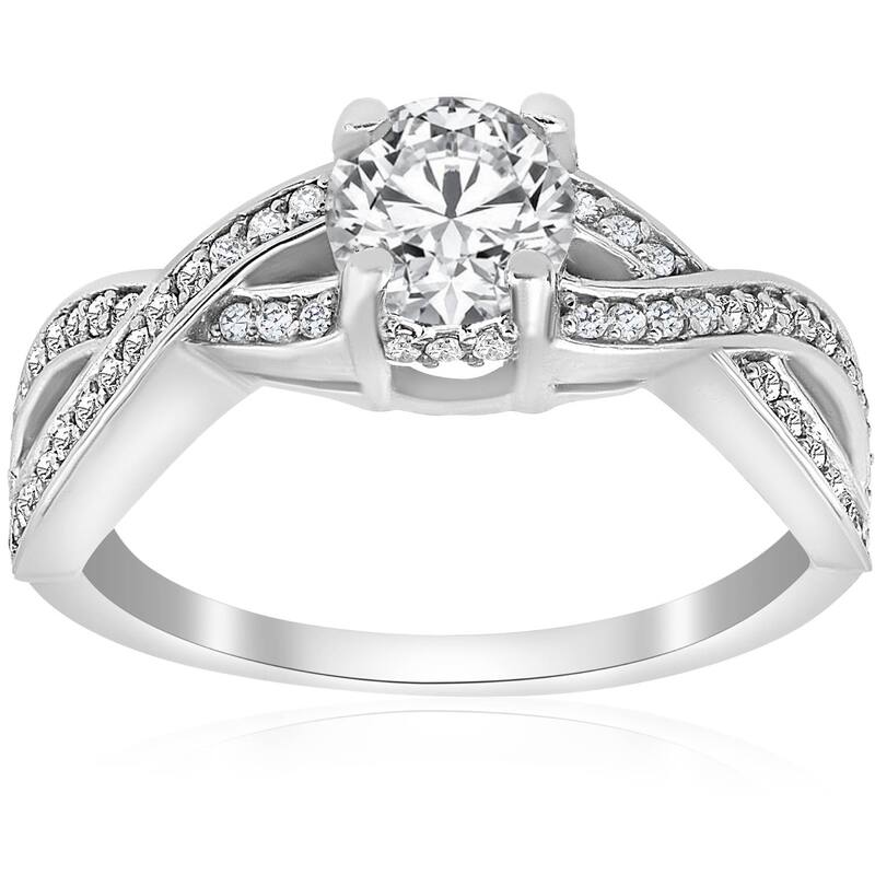 1 ct Diamond Infinity Twist Engagement Ring 1/2ct Center Stone White Gold