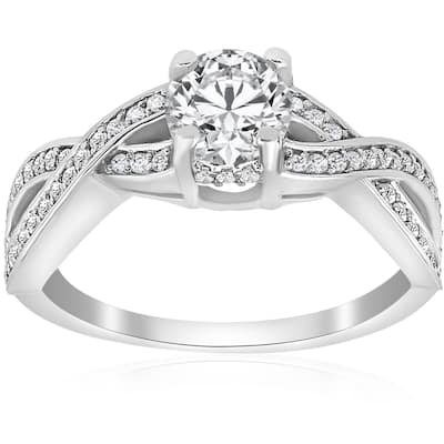 1 ct Diamond Infinity Twist Engagement Ring 1/2ct Center Stone White Gold
