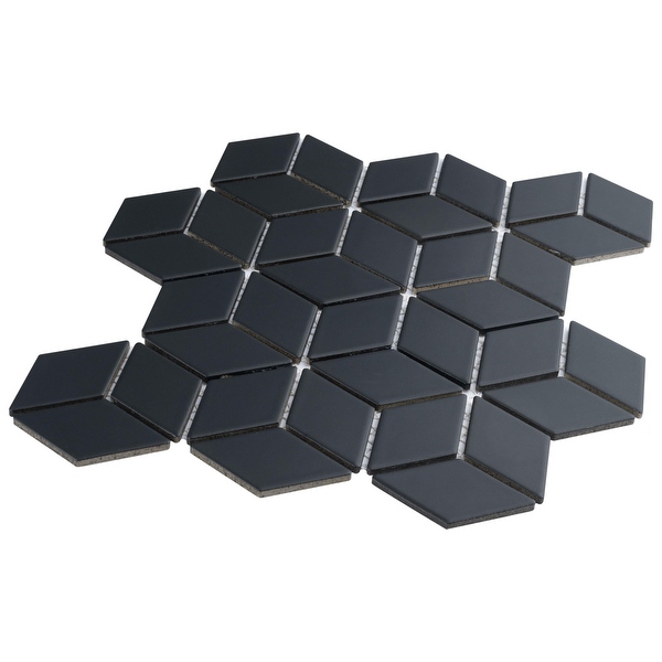 Merola Tile Hudson Black Diamond/Rhombus Porcelain Mosaic Floor