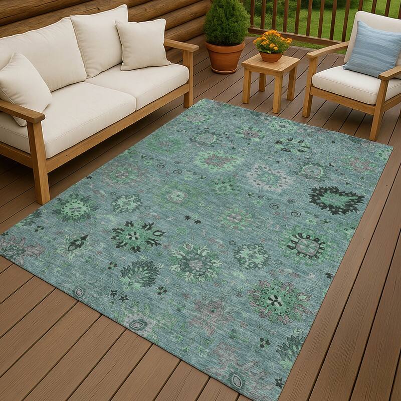 Machine Washable Indoor/ Outdoor Vintage Traditional Chantille Rug