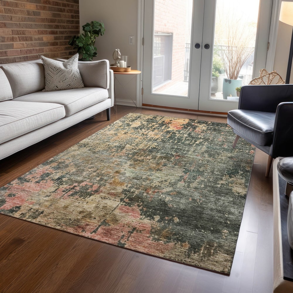 Machine Washable Indoor/ Outdoor Abstract Modern Chantille Rug