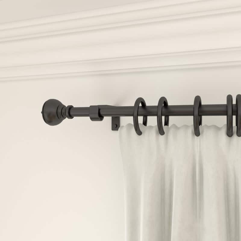 Acroma Black Steel Adjustable Single Elengant Curtain Rod - 84 to 120 inches