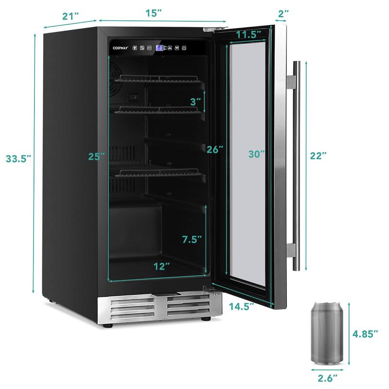 Costway 15 Inch Beverage Refrigerator, Built-in Beverage Cooler w/ - See Details