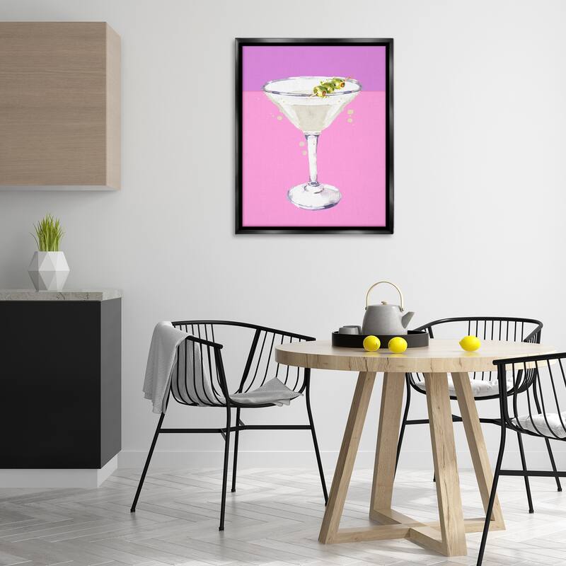 Stupell Bright Olive Martini Framed Floater Canvas Wall Art Design By Susan Jill