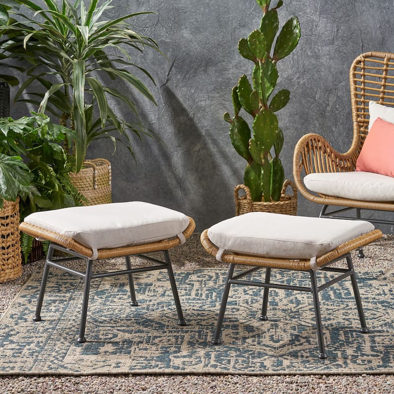 Montana Faux Rattan Outdoor Patio Ottoman Comfortable choice, multiple functions, classic design