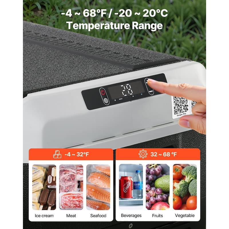 Portable 42.3QT Car Refrigerator Freezer for Camping Travel Boating - 25.9 x 16.3 x 20.7 in