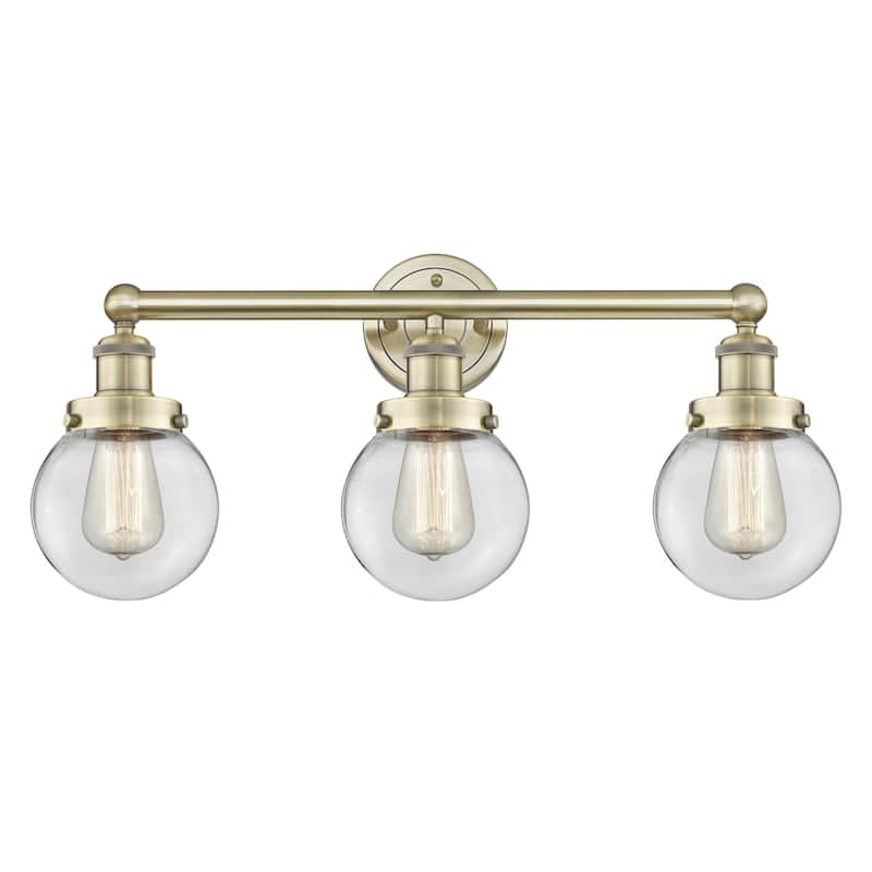 Innovations Lighting 616-3W-10-25 Beacon Vanity Beacon 3 Light 25" - Antique Brass / Clear / Multi-Colored