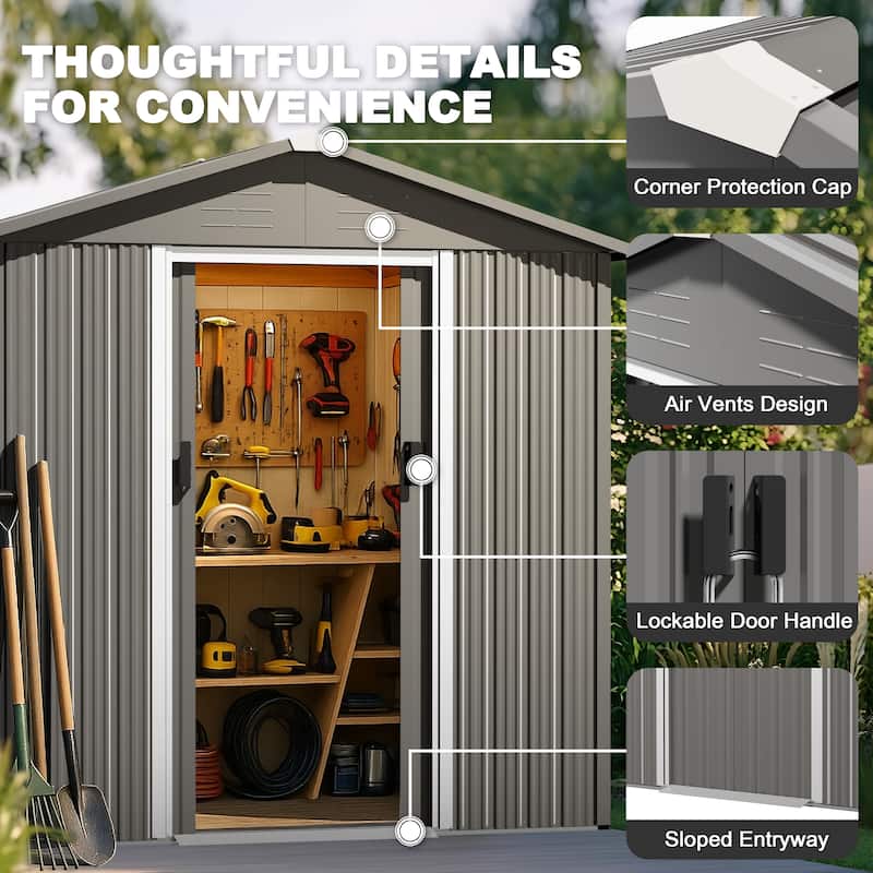 Metal Outdoor Garden Shed Storage Tool Shed with Sliding Doors