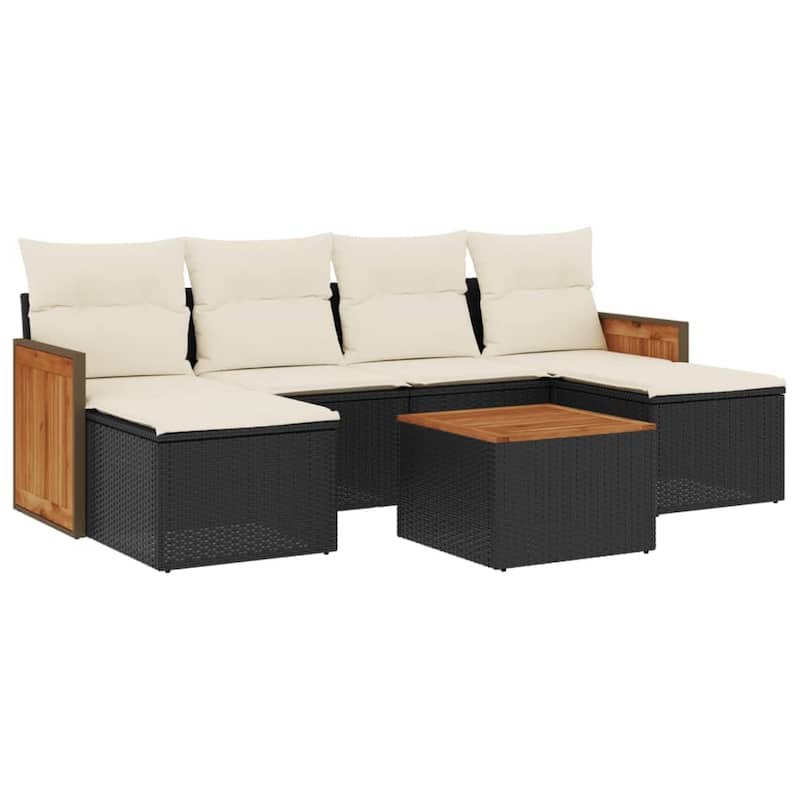 vidaXL Patio Sofa Set with Cushions Outdoor Conversation Furniture Poly Rattan - 21.7 x 21.7 x 14.6 in