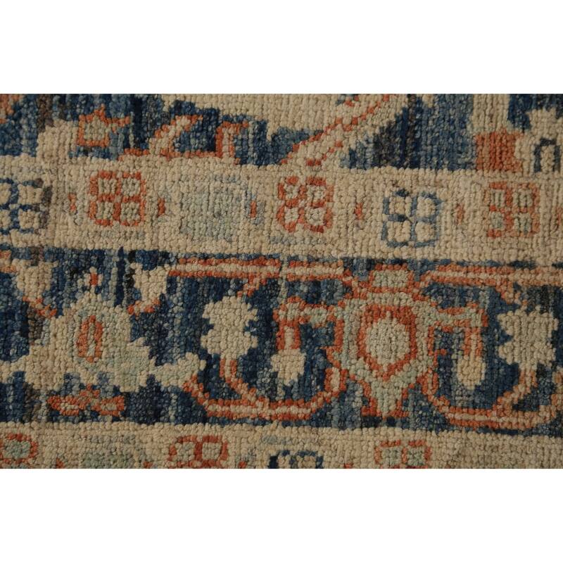 Orange & Blue Heriz Serapi Vegetable Dye Rug Hand-Knotted Wool Carpet - 5'5"x 7'7"