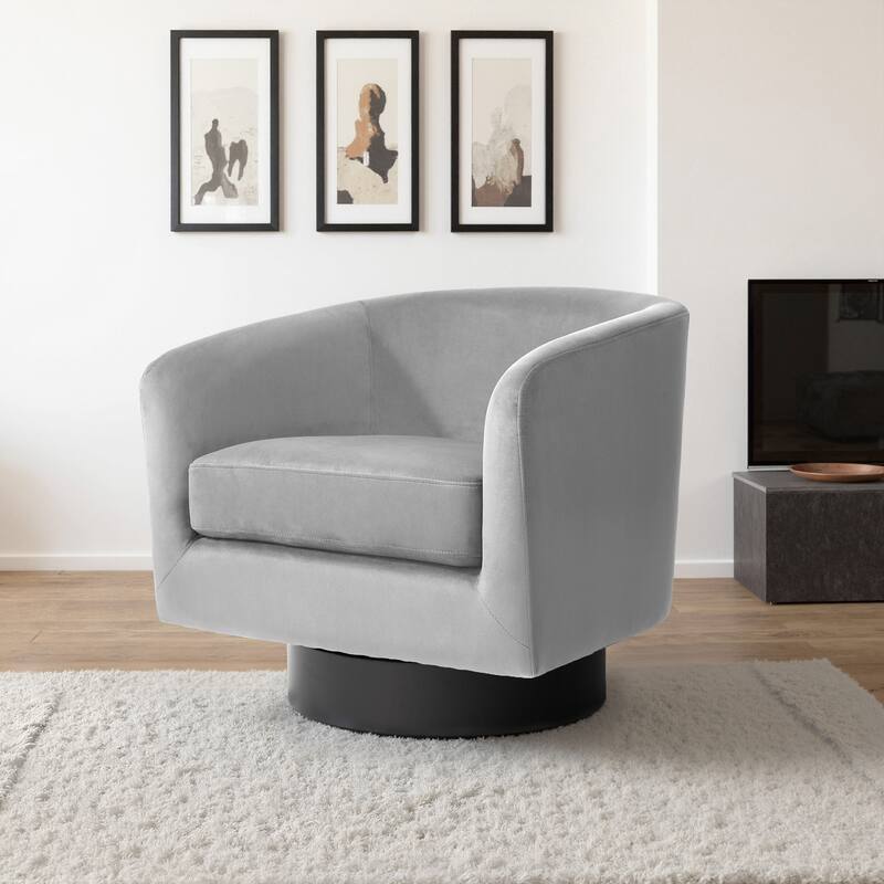 360-Degree Swivel Round Barrel Velvet Armchair Accent Chairs