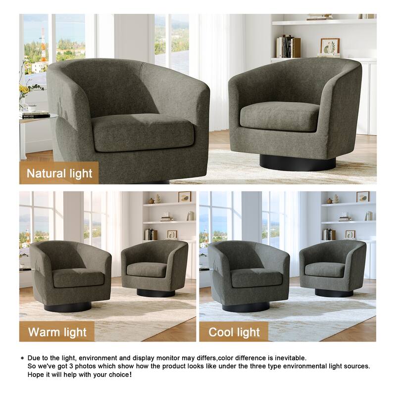 2 Set Modern Soft Upholstered Chenille Swivel Barrel Chair