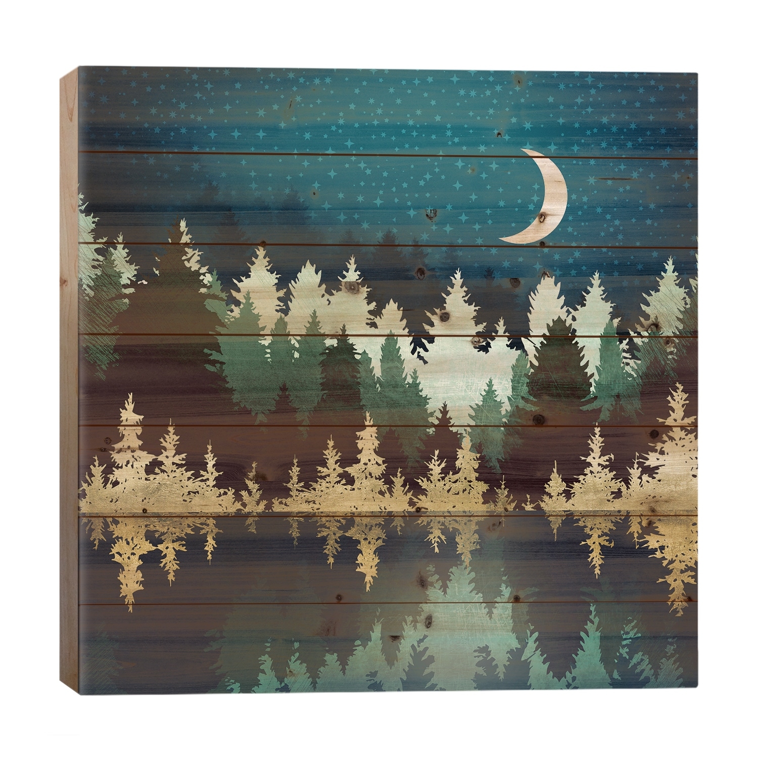 Star Forest Reflection Print On Wood by SpaceFrog Designs - Multi-Color